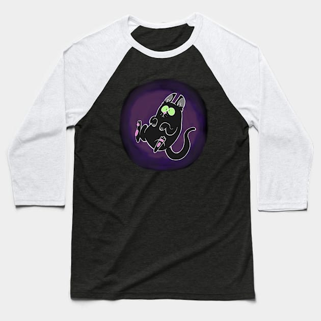 The Black Cat Void Baseball T-Shirt by Skarmaiden